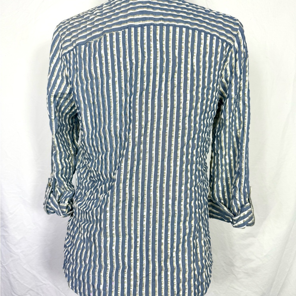 Anne Klein Striped Button-Down Blouse - Picture 5 of 8